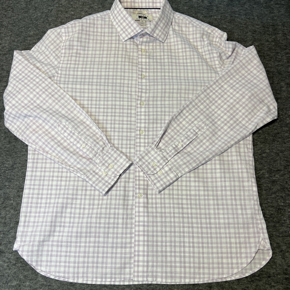 Joseph‎ Abboud MENS DRESS SHIRT- Purple Checked Button Down Size L Modern Fit